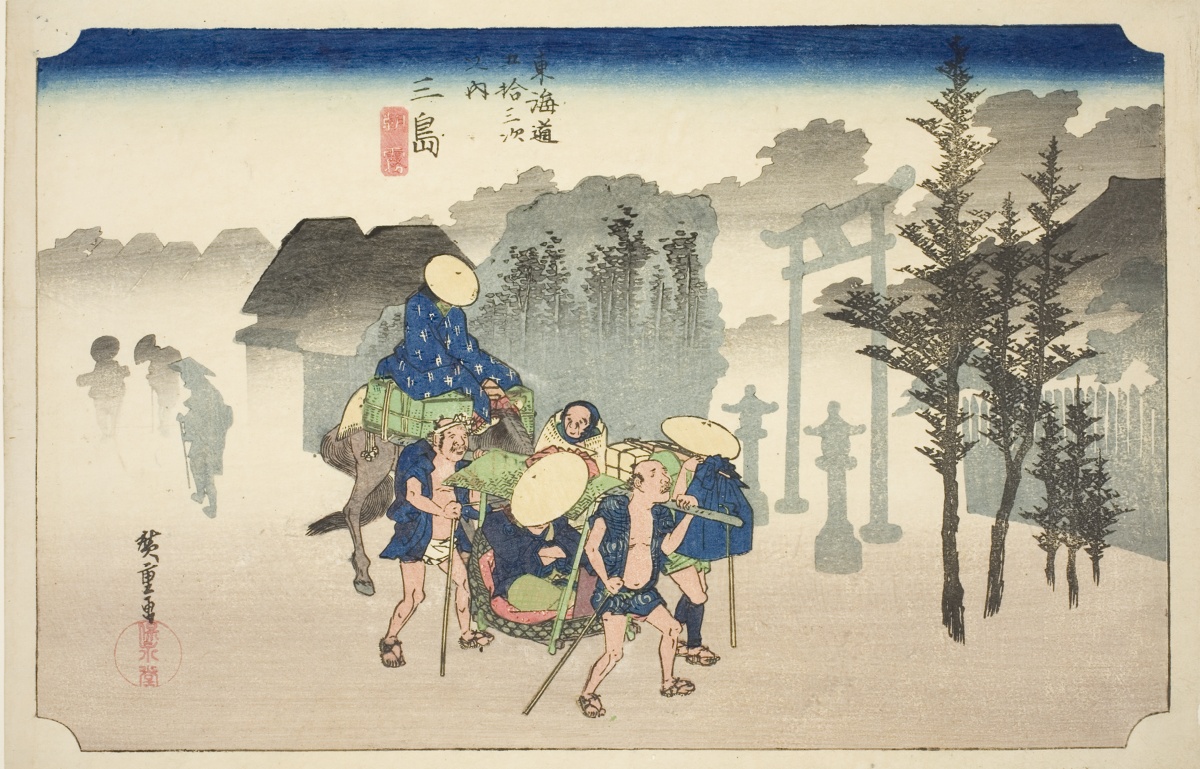 Mishima: Morning Mist (Mishima, asagiri), from the series \"Fifty-three Stations of the Tokaido Road (Tokaido gojusan tsugi no uchi),\" also known as the Hoeido Tokaido